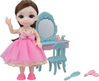 Кукла шарнирная Малышка Лили, игровой набор туалетный столик, 16 см, Funky toys, FT72011